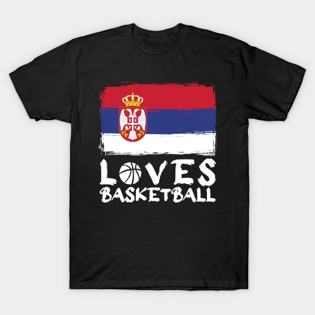 Serbia Loves Basketball T-Shirt by Arestration